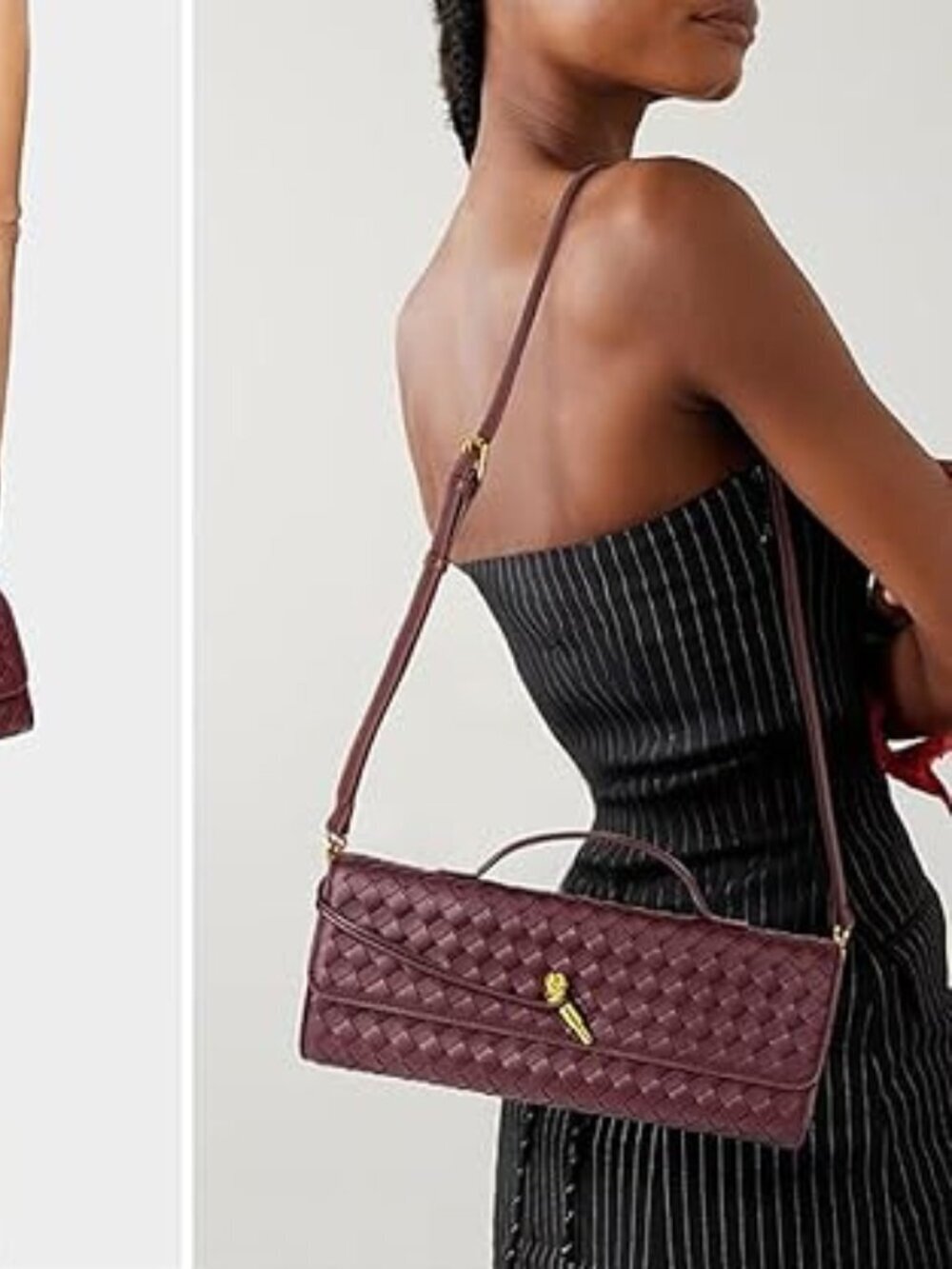 Suede Clutch Purses for Women Handmade Evening Bag Crossbody Top-handle Shoulder - Picture 3 of 7